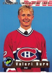 1992-93 Classic Valeri Bure RC Exclusive Limited Print #LP9 MONTREAL CANADIENS