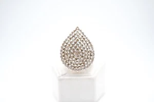 14K Yellow Gold Champagne Diamond Cluster Teardrop Shape Ring 1.5 ct - Picture 1 of 10