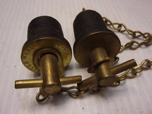pair 7/8" BOAT DRAIN PLUGS, BRASS / RUBBER TWIST TYPE, LIVEWELL,TRANSOM DRAIN - Picture 1 of 3