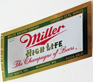 Vintage Miller High Life Beer Paper LABEL USA 4" - Picture 1 of 3