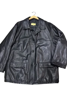 VG ITALIAN DESIGNER Black Leather Jacket Men's Size XL QUILTED Mint! E20 HEAVY - Picture 1 of 14