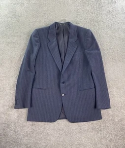 Vintage Mani Suit Jacket 42 L Blue Wool Striped Giorgio Armani Designer Italy - Picture 1 of 15