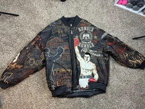 Adidas Al Wissam Muhammad Ali Leather Jacket The GOAT Black Embroidered Large L - Picture 1 of 17