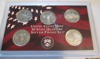 1999 U.S. Mint Silver Quarter Proof Set No Box/COA 5 State Silver Quarters - Image 1 of 3