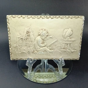 Raised Relief Plaque, Rare 'Artistic Cherub' Sculpture, Wall Art, 19th c. Italy - Picture 1 of 11