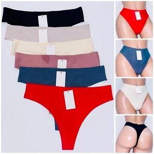 6 PACK Women Ice Silk NO SHOW Panties Lingerie G-String Underwear Sexy Thong S-X - Picture 1 of 9