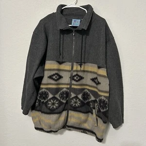 Vintage Santana Men’s Fleece Zip Up Jacket With Drawstring Collar Size Large - Picture 1 of 10