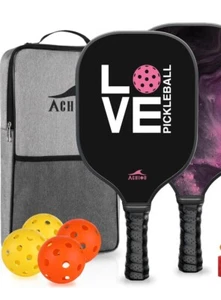 Achiou Pickleball Paddles Set of 2,Fiberglass Pickle Ball Rackets,Carry Bag NEW - Picture 1 of 10