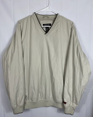 IZOD XFG Mens Golf Pullover Size M V-neck Lightweight Pockets Tan Windbreaker - Imagem 1 de 4