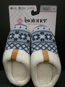 Isotoner Memory Foam Indoor Outdoor Clog Blue Slippers Women Sz Small 6.5-7 - Picture 1 of 4
