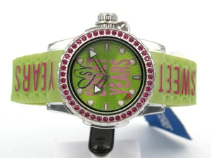 SWEET YEARS Orologio Ghiera Brill Cinturino Silicone Verde Idea Regalo Donna New - Picture 1 of 4