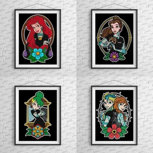 Twisted Princess Print Bundle Art Print - Tattoo, Office, Alt, Alternative, - Picture 1 of 3