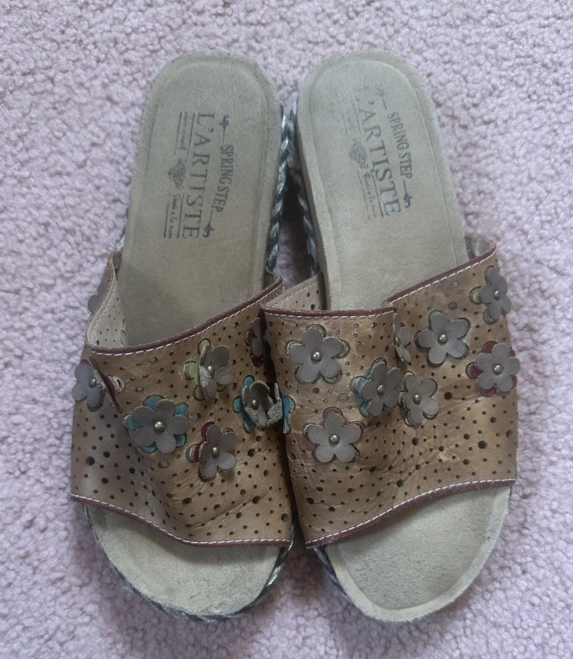 Spring Step L’Artiste Purea Floral Slide Size 36 Flower Leather - Image 1 of 4