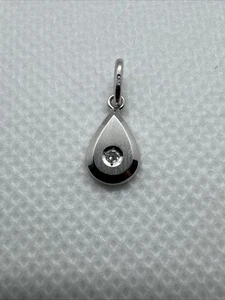 EINFACHER 14K MATT WEISSGOLD TROPFEN ANHÄNGER DIAMANTEN ZIERLICH 0,77G, 585 - Bild 1 von 13