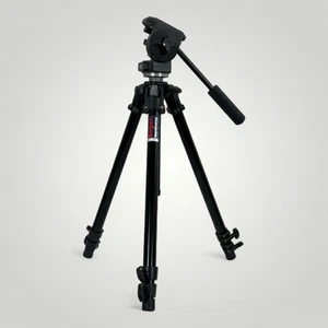Vintage Bogen Manfrotto 3205 190B Tripod 3126 Pan Head Italy Black Camera Stand - Picture 1 of 11