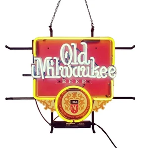 Neon Signs Bar Beer Old Milwaukee Beer Sign Glass Neon Signs for Office Hotel... - Picture 1 of 9