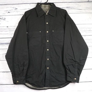 Canvas Utility Shacket Over Shirt Mens L Flannel Lined Jacket Worker Black - Picture 1 of 13