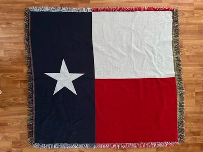 TEXAS LONESTAR Afghan Throw State Flag 48” X 56” Cotton Woven Throw Blanket - Image 1 of 4