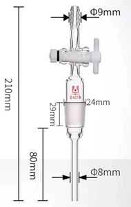 Straight Glass Gas Delivery Tube, PTFE Valve, 24/29 Joint, Heat Resistant - Picture 1 of 8