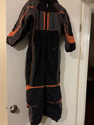 Traje de esquí Snow Dragons cuerpo completo nieve snowboard XL - talla 7 niños naranja con capucha Foto 1 de 4