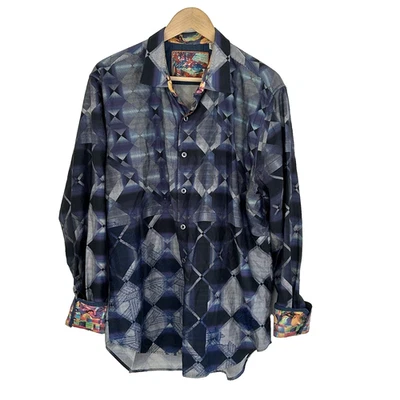 Robert Graham Flip Cuff Shirt Men's Size XL Classic Fit Geometric Artsy Print - Image 1 of 4