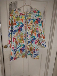 Liz & Me Jacket Women's 4X All Over Paris Print Design  - Picture 1 of 6