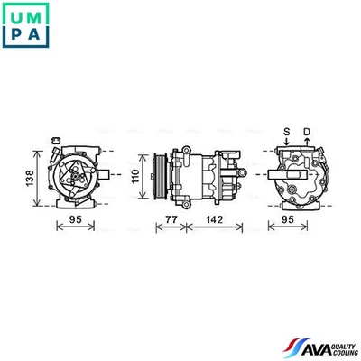 COMPRESSOR AIR CONDITIONING FDAK470 FOR PEUGEOT BOXER/Bus/Van/Platform/Chassis - Image 1 of 4