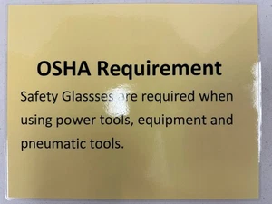 OSHA Requisito Occhiali di Sicurezza Laminati Giallo Cartello Avvertenza 8,5” x 11” 8,5x11 - Foto 1 di 1