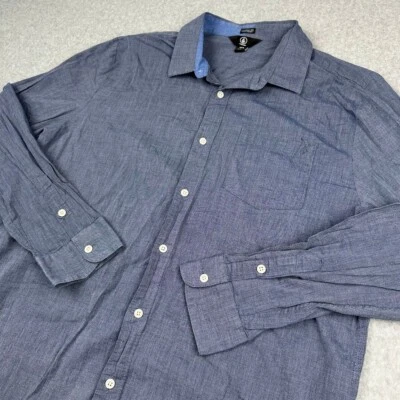 Volcom Men's Button Down Collared Long Sleeve Shirt Blue Large Classic Fit - Image 1 of 4