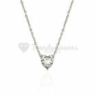 925 Sterling Silver Gold Cubic Zircon Heart Pendant Cable Chain Choker Necklace