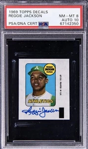 1969 Topps Reggie Jackson Signed Decals Rookie RC Looks Nicer PSA 8 Auto 10 - Picture 1 of 2