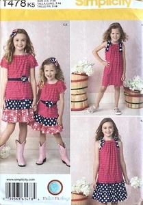 Simplicity 1478 Girls Skirt Knit Dress Top Pattern Size 7-14 Uncut - Picture 1 of 2