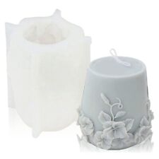 Cylinder Candle Molds Silicone, 3D Rattan Flowers Silicone Candle Mould for9680