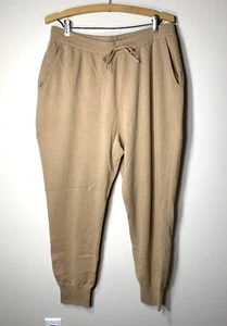 Pantalones de chándal NAADAM Off Duty tejidos para mujer XL tostados 100 % cachemir bolsillos - Imagen 1 de 8
