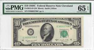 1950C $10 CLEVELAND FRN. PMG GEM Uncirculated 65 EPQ Banknote. - Picture 1 of 2