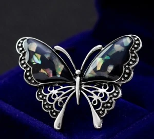 DAINTY Women Girl Fashion Enamel Butterfly Insect Animal Scarf Shawl Brooch Pin - Picture 1 of 7