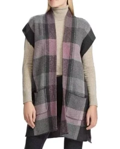 NWT Chaps Purple Gray Plaid Open Cardigan Duster Sweater Size 3XL  MSRP $96 - Picture 1 of 9