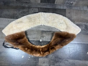 2 Vintage Fur Collars Brown Mink, White Rabbit Craft pieces - Picture 1 of 14