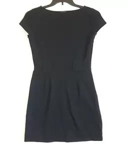 Theory Dress Sz 6 "Adrianne" Black Stretch Cap Sleeve Knee Length Shift EUC - Picture 1 of 13