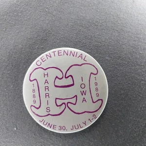 1989 Centennial Harris Iowa IA 2" Pinback Button - Bild 1 von 2