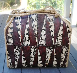 Large Vintage Hand Painted Woven Straw Rattan Tote Bag Purse Unique - Picture 1 of 9