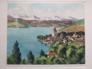 Maurice Ménardeau - tirage ancien signé Montagne Château sur le Lac Ed.Gaillard - Imagen 1 de 7