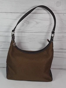 The Sak Crochet Baguette Womens Handbag Purse Brown Nylon Leather Strap - Picture 1 of 16