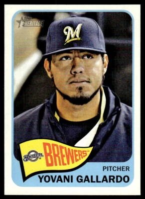 2014 Topps Heritage #349 Yovani Gallardo Milwaukee Brewers Baseball - Image 1 of 2