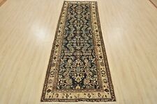 Vintage Anatolia Runner 3’4” x 9’3” Blue Wool Tribal Hand-Knotted Oriental Rug