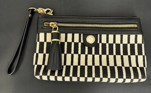 Spartina 449 Daufuskie Island Wallet Black White Clutch Wristlet Linen - Picture 1 of 6