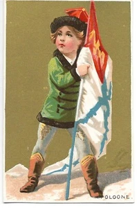 Pologne - Drapeau Costume - Chromo Le Tapioca universel - Trade card - Imagen 1 de 2