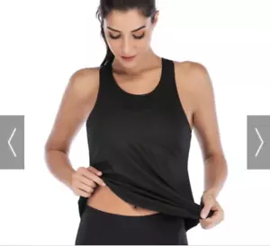 Black Racerback Tank Top Part Mesh Quick Dry Yoga Activewear Size: XS, S, M, L - Picture 1 of 5