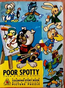 ARMER SPOTTY Welpe ~ Vintage animiertes MALBUCH & BILDPUZZLE Unu - Bild 1 von 6