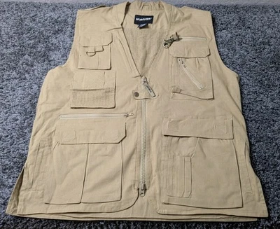 Humvee Safari Photo Fishing Hunting Khaki Tan Mens L Vest 21 Pockets - Image 1 of 4